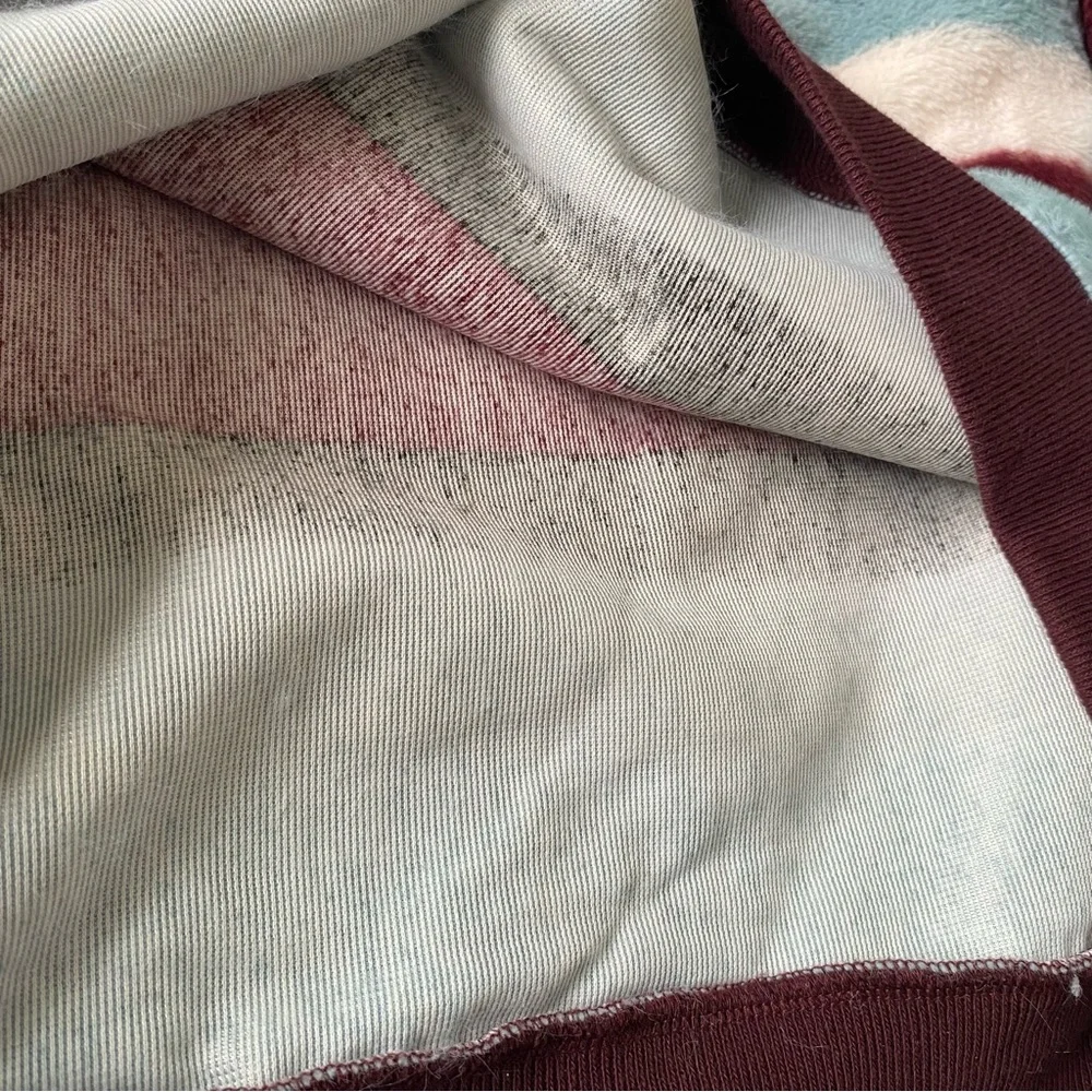 Lou‎ & Gray Faux Fur Striped Pullover Sweater Size Large Crewneck Ribbed Trim - Picture 13 of 14